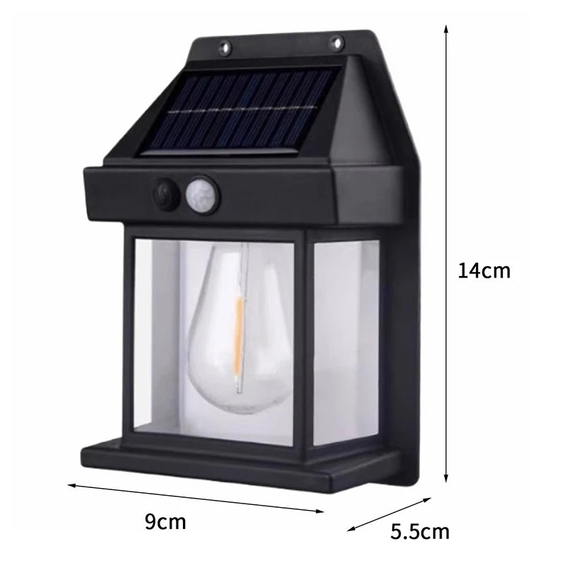 Solar Powered Outdoor Courtyard Tungsten Wall Lamp Retro Sensing Lighting Waterproof Outdoor Garden Energy-Saving Street Lamp
