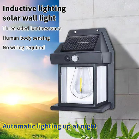 Solar Powered Outdoor Courtyard Tungsten Wall Lamp Retro Sensing Lighting Waterproof Outdoor Garden Energy-Saving Street Lamp