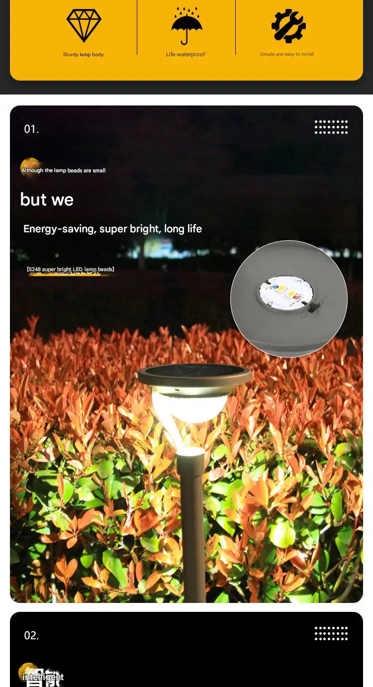 Solar Pathway Lights Outdoor Waterproof Solar Lamp Super Bright Auto On/Off Garden Light for Patio Path Walkway Driveway Decor