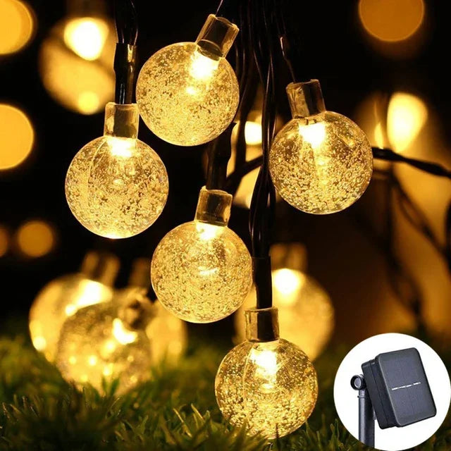2025 New Solar Crystal Globe LED String Lights LED Solar Outdoor Light IP65 Fairy Light Christmas Garland for Garden Party
