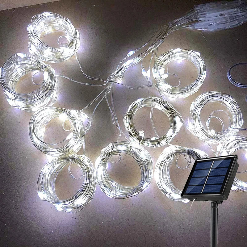 Solar LED Curtain Light Outdoor Garland Solar Fairy String Light Pavilion Garden Party Holiday Christmas