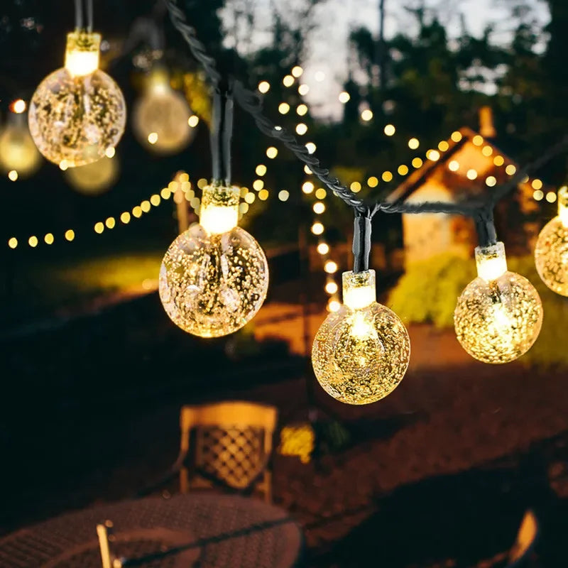 2025 New Solar Crystal Globe LED String Lights LED Solar Outdoor Light IP65 Fairy Light Christmas Garland for Garden Party