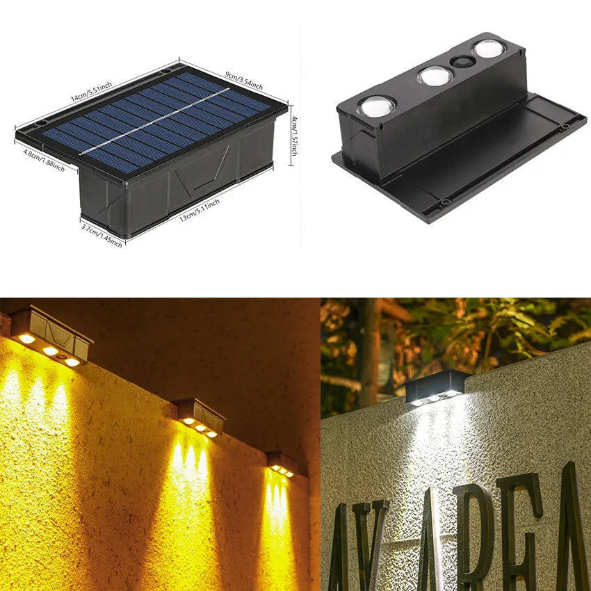 Solar Wall Washing Lamp 3 LED Waterproof Outdoor LED Wall Light Courtyard Lamp Decorative Balcony Garden Atmosphere Lights