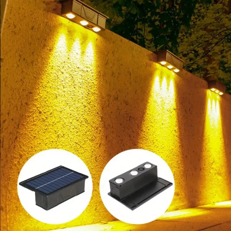 Solar Wall Washing Lamp 3 LED Waterproof Outdoor LED Wall Light Courtyard Lamp Decorative Balcony Garden Atmosphere Lights