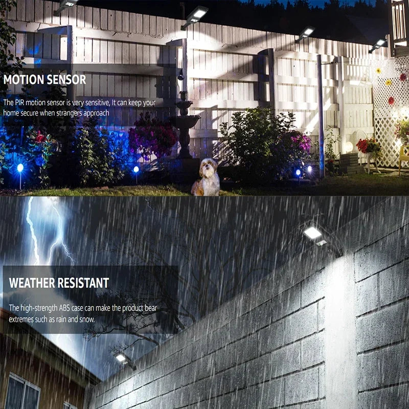 2 pecs Solar Street Light Super Bright Outdoor 156LED Wall Lamp Waterproof Motion Sensor Garage Garden Fence