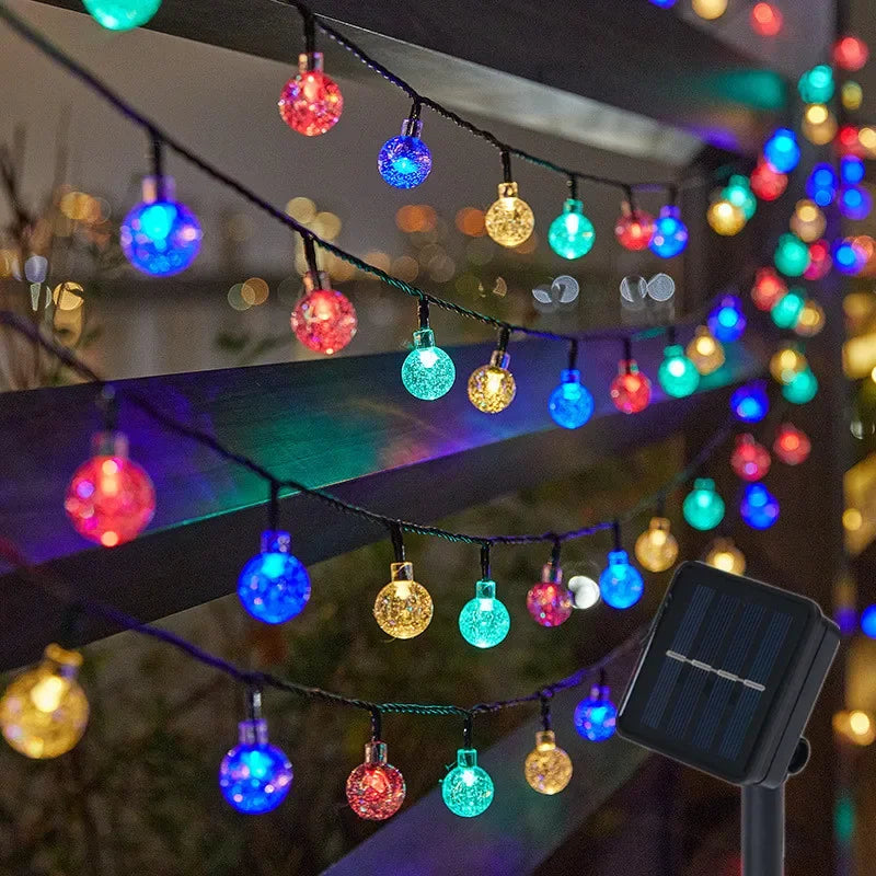 2025 New Solar Crystal Globe LED String Lights LED Solar Outdoor Light IP65 Fairy Light Christmas Garland for Garden Party