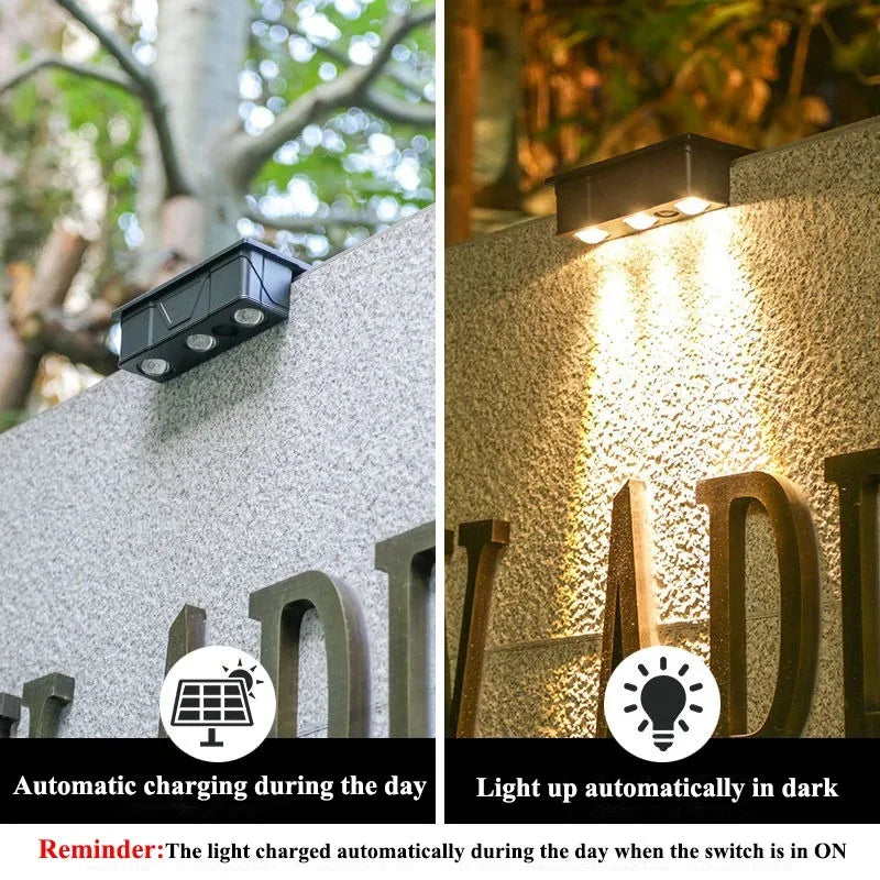 Solar Wall Washing Lamp 3 LED Waterproof Outdoor LED Wall Light Courtyard Lamp Decorative Balcony Garden Atmosphere Lights