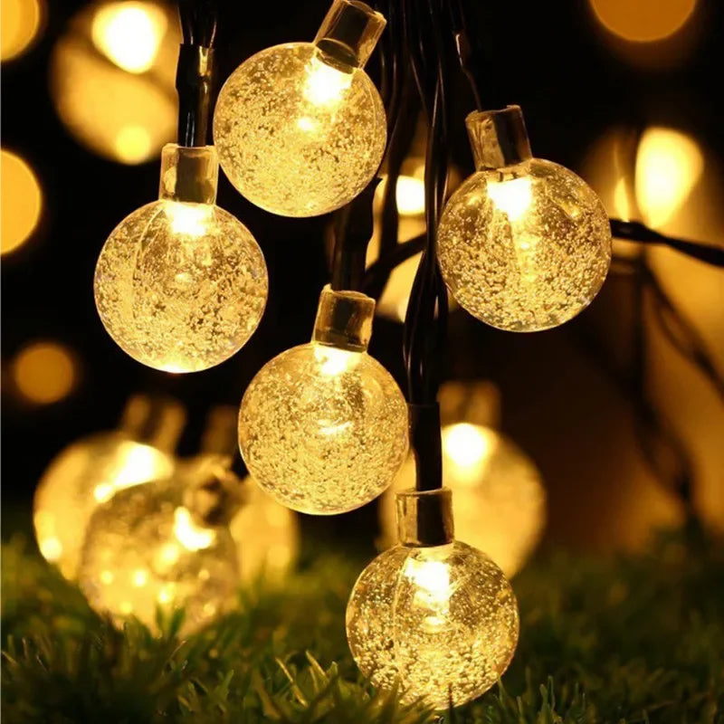 2025 New Solar Crystal Globe LED String Lights LED Solar Outdoor Light IP65 Fairy Light Christmas Garland for Garden Party
