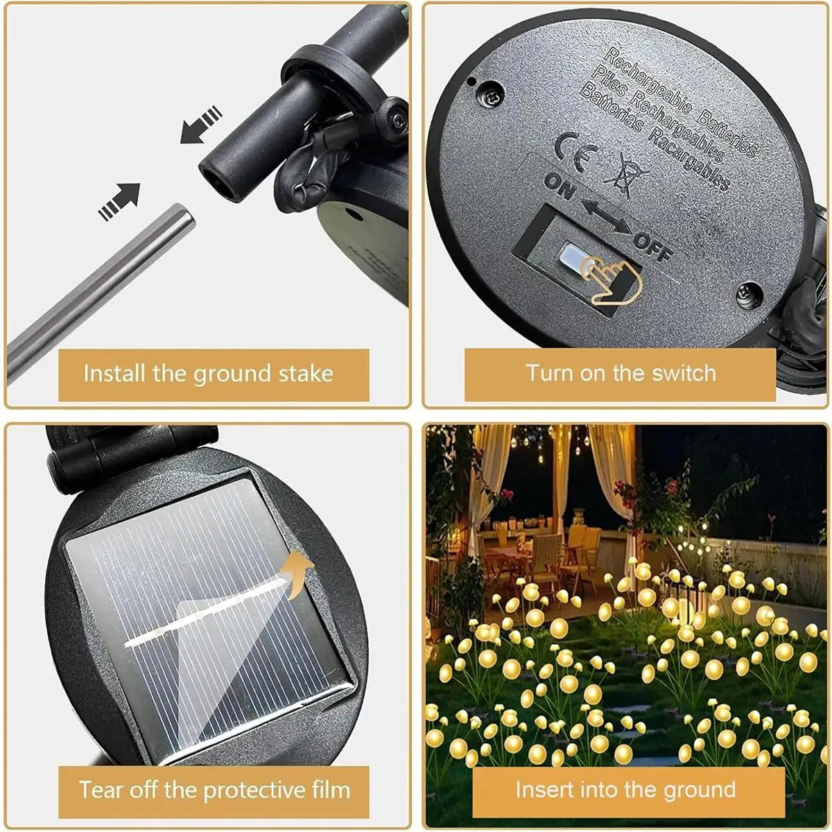 Solar Garden Lights Led Outdoor Light Driveway Round Fence Yard Waterproof Ip65 Waterproof Wall With Panel Decoration Landscape