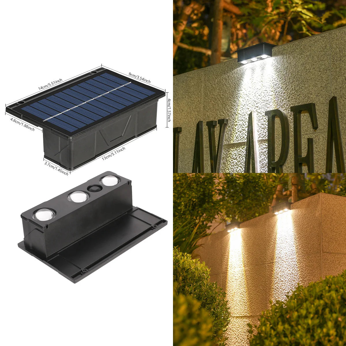 Solar Wall Washing Lamp 3 LED Waterproof Outdoor LED Wall Light Courtyard Lamp Decorative Balcony Garden Atmosphere Lights