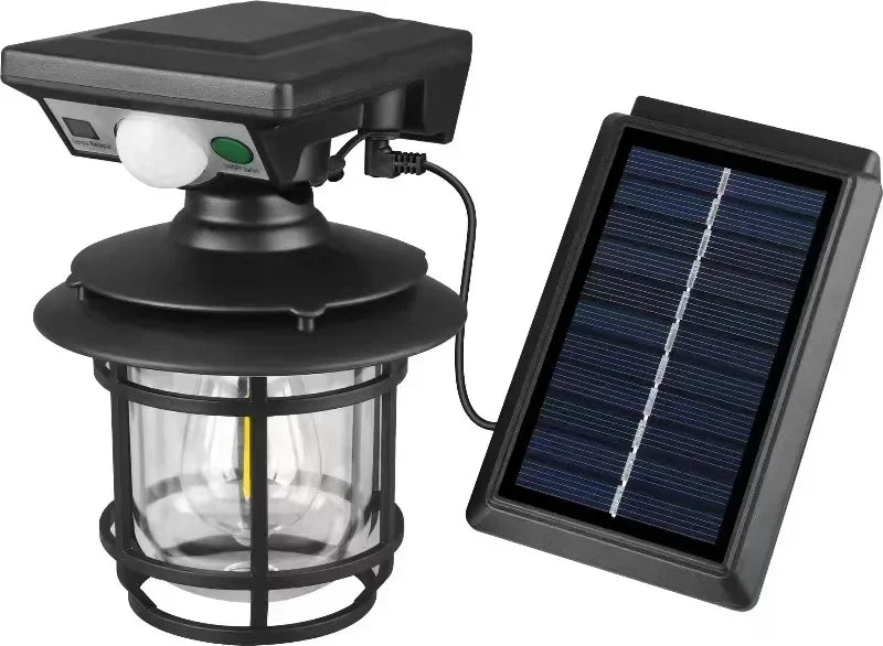 Retro Solar Outdoor Wall Lamp IP65 Waterproof Yard Decorative LED Light with Motion Sensor for Garden Street Patio Home Lighting