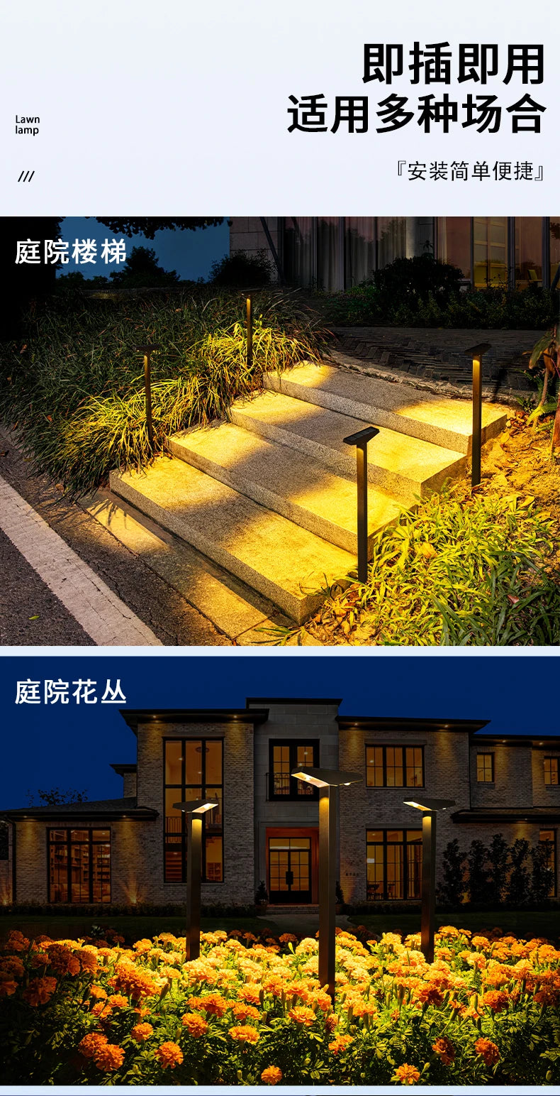 Solar Lawn Light Outdoor Waterproof Ground Lamp for Yard,Path,Garden,Lawn,Camping,Outdoor,Deck Atmosphere Decor Landscape