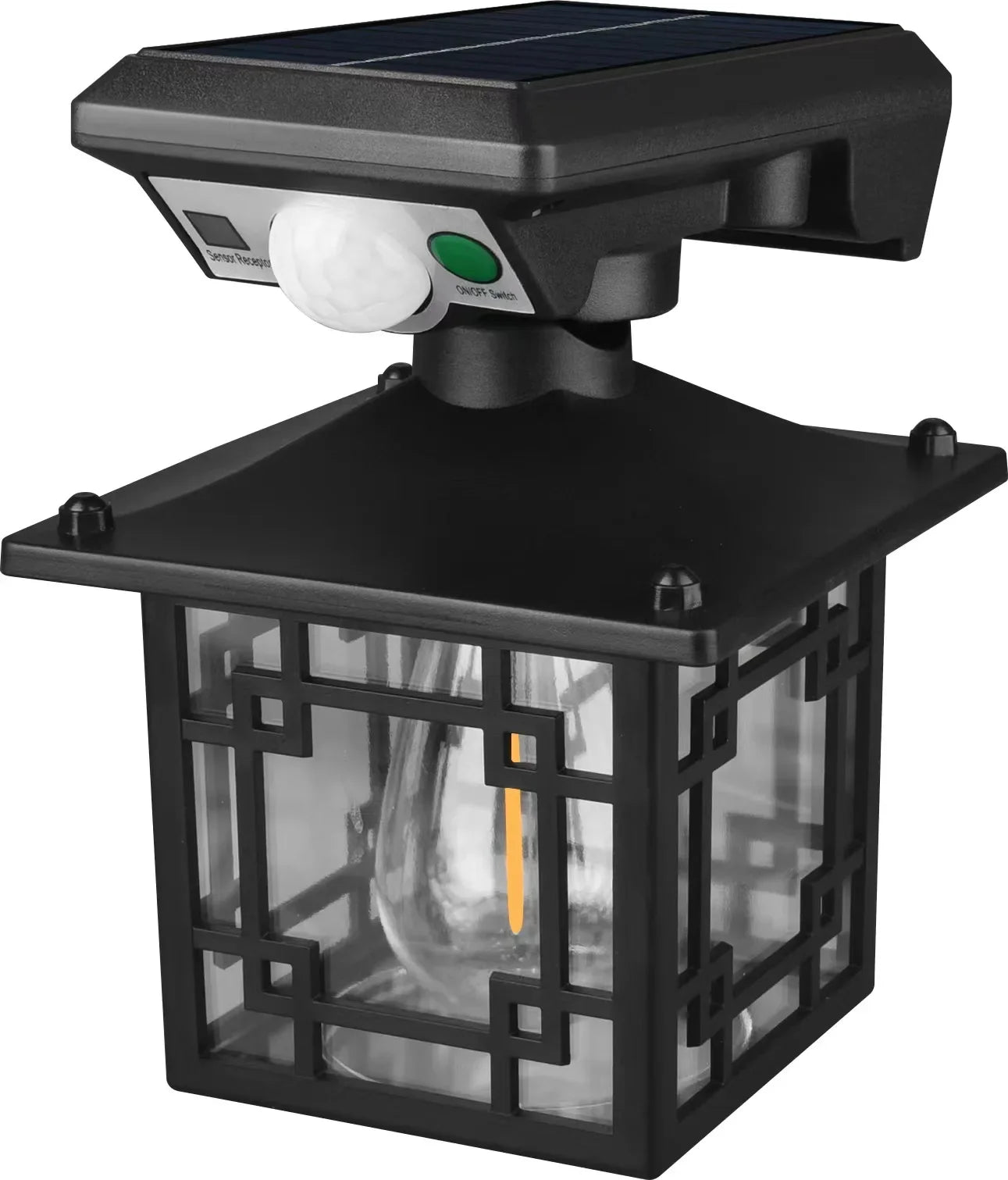 Retro Solar Outdoor Wall Lamp IP65 Waterproof Yard Decorative LED Light with Motion Sensor for Garden Street Patio Home Lighting