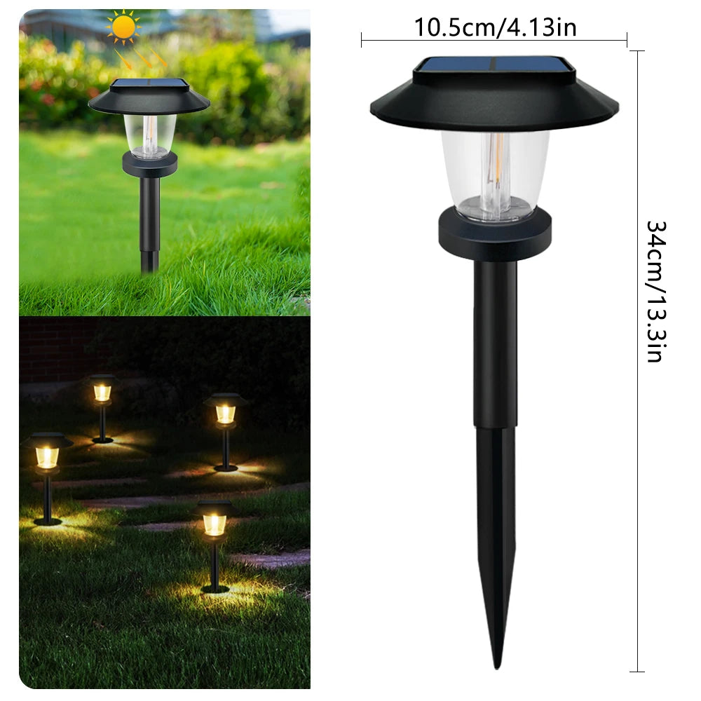 4PCs Solar Pathway Lights Outdoor Waterproof Garden Ornament Landscape Light Tungsten LightDecor Yard Lawn Walkway Path