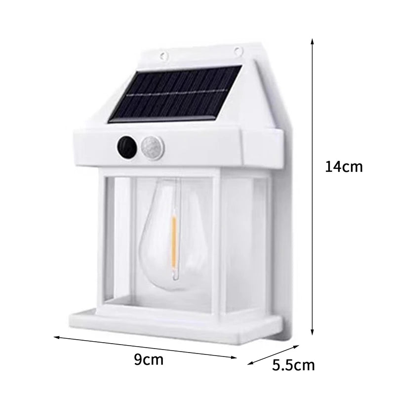 Solar Powered Outdoor Courtyard Tungsten Wall Lamp Retro Sensing Lighting Waterproof Outdoor Garden Energy-Saving Street Lamp