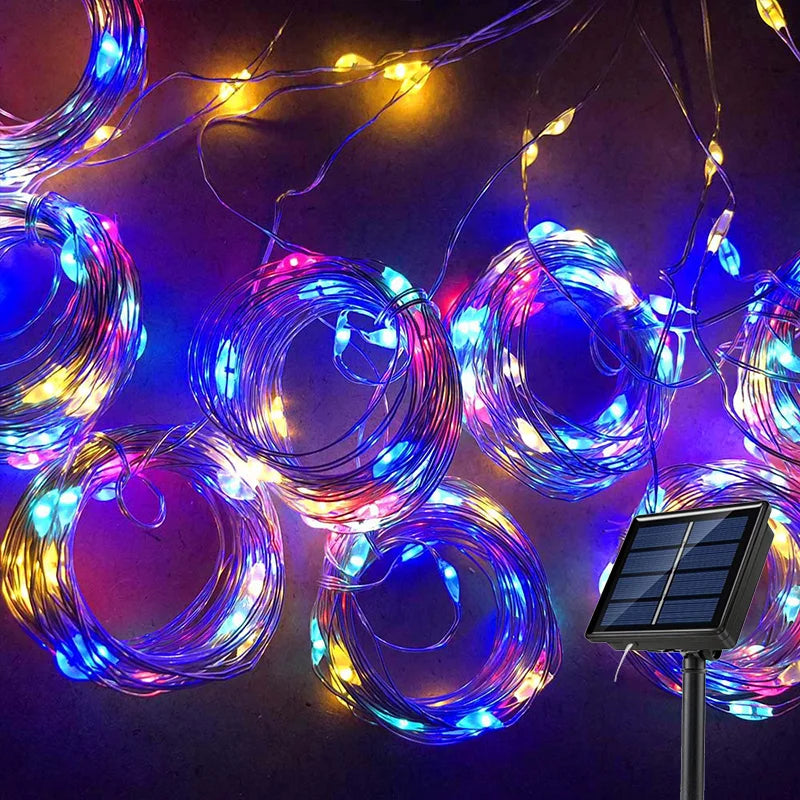 Solar LED Curtain Light Outdoor Garland Solar Fairy String Light Pavilion Garden Party Holiday Christmas