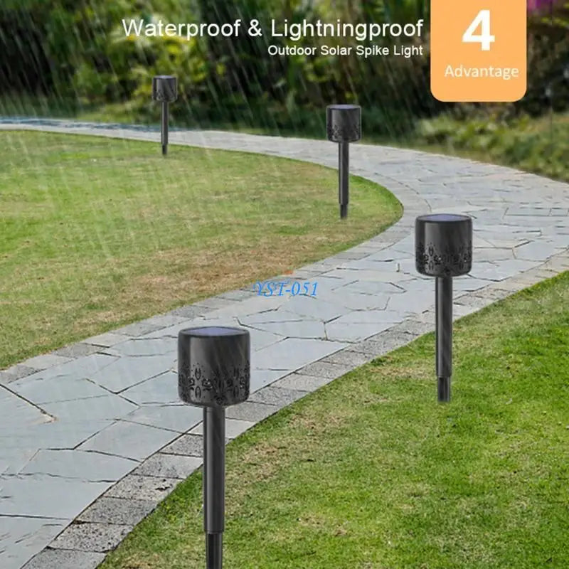 E15A 2 Pcs Solar Pathway Lamp Provide Clear Brightness Waterproof