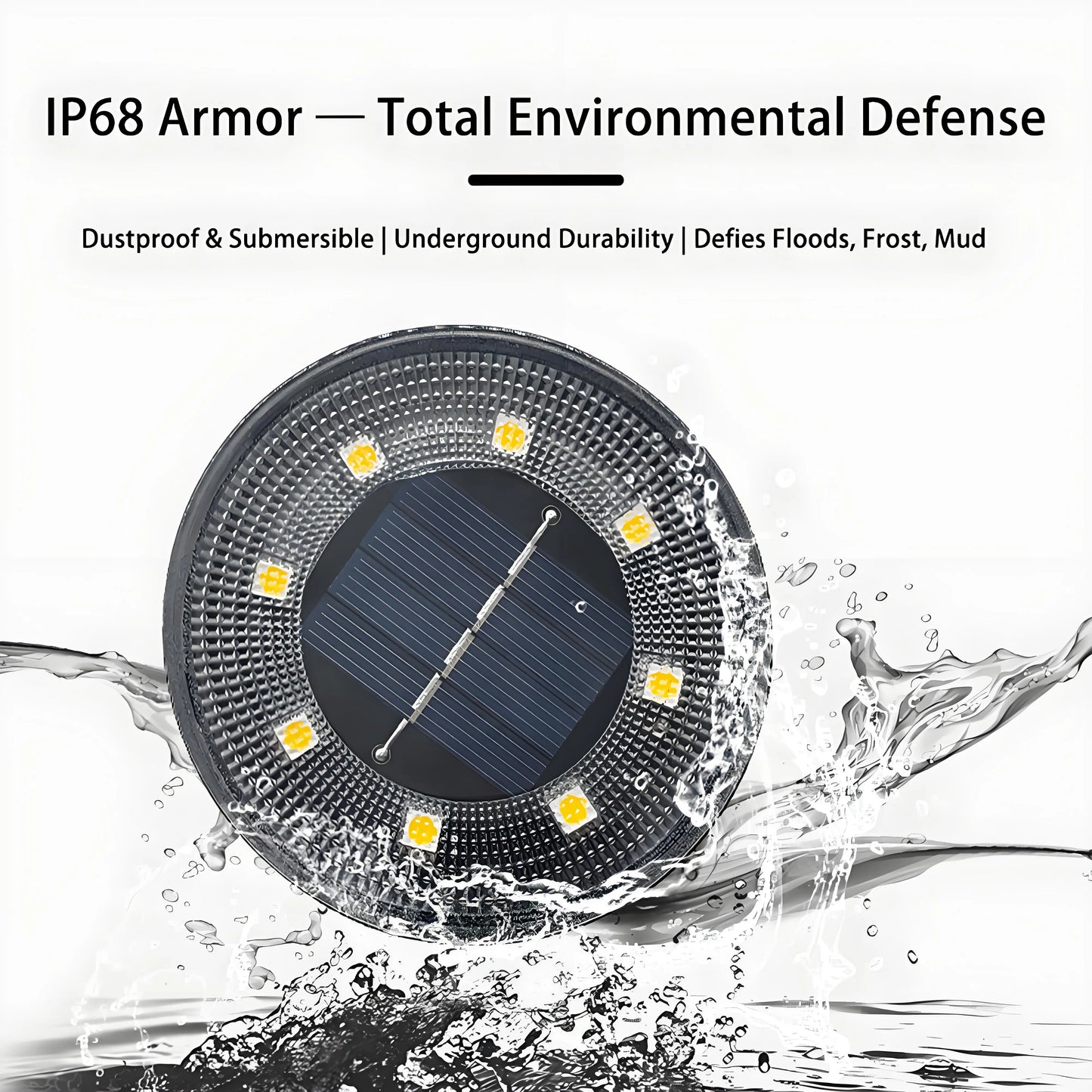 2 or 4 pcs Solar Ground Light, IP68 Waterproof LED with 10H Auto Lighting, Durable PP+PS for Pathway, Lawn, Patio & Driveway Decor