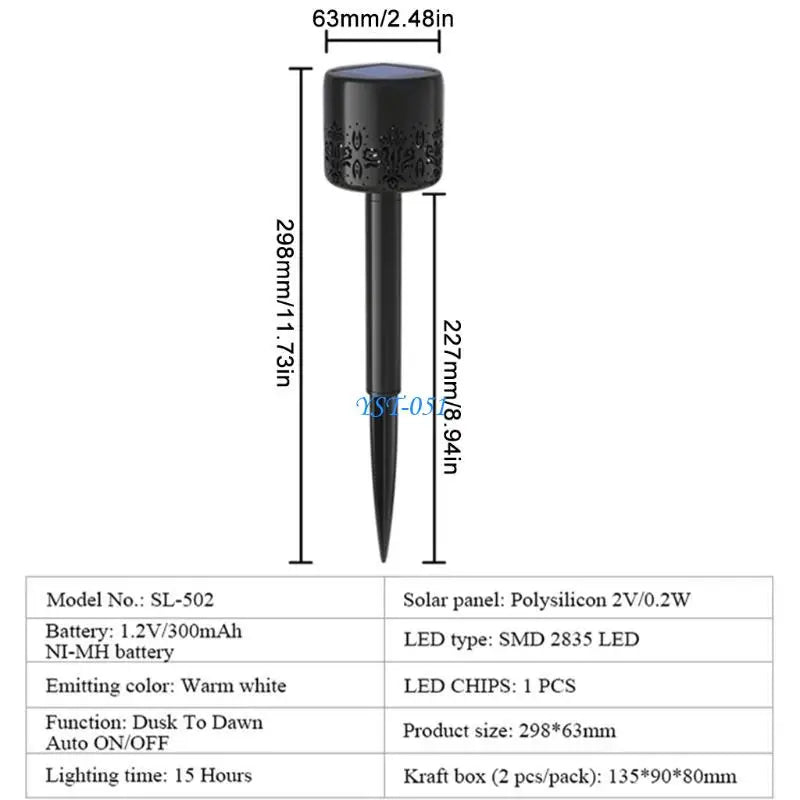 E15A 2 Pcs Solar Pathway Lamp Provide Clear Brightness Waterproof