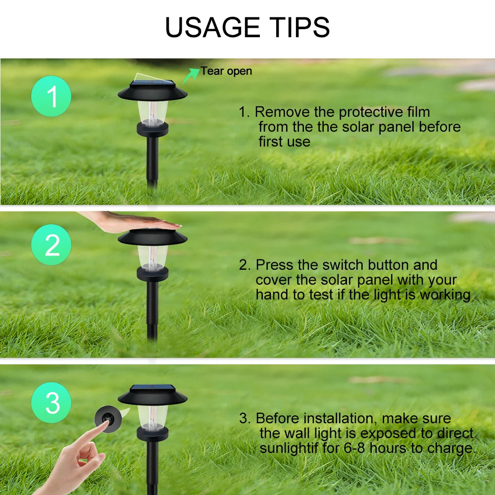 4PCs Solar Pathway Lights Outdoor Waterproof Garden Ornament Landscape