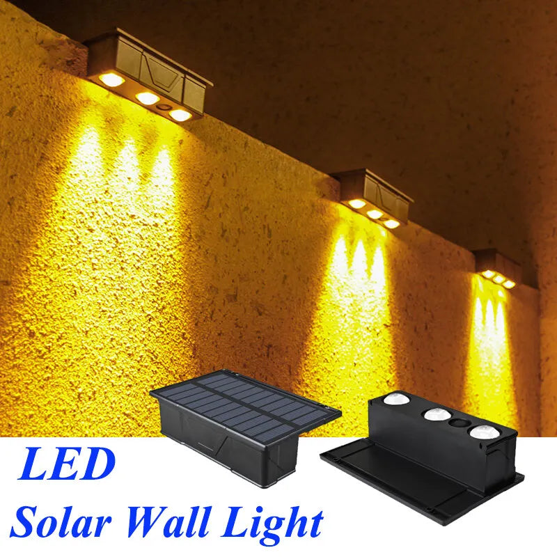 Solar Wall Washing Lamp 3 LED Waterproof Outdoor LED Wall Light Courtyard Lamp Decorative Balcony Garden Atmosphere Lights