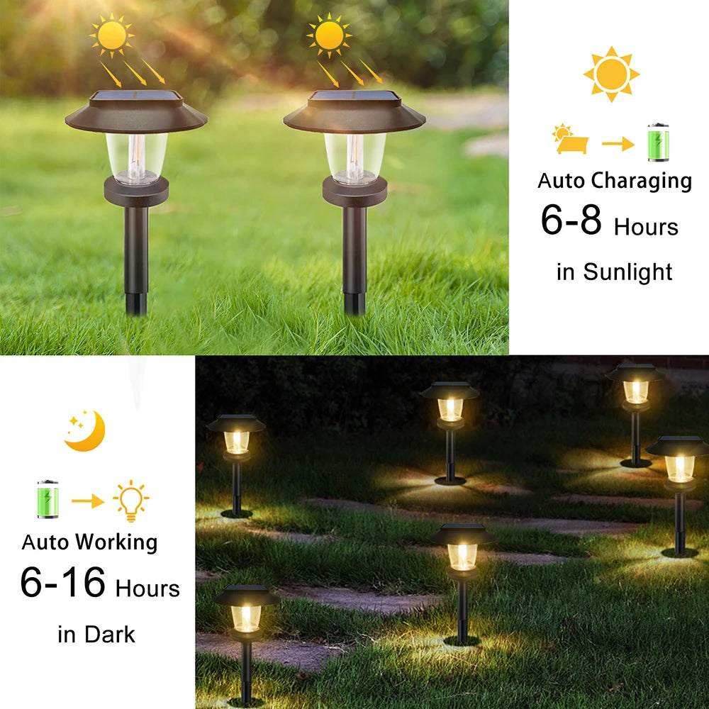 4PCs Solar Pathway Lights Outdoor Waterproof Garden Ornament Landscape