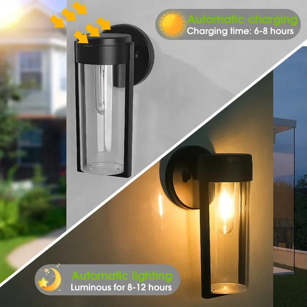 Solar Wall Lights LED Outdoor Waterproof  Hanging Tungsten Lamp Balcony Garden Corridor Porch Light Home Decoration Lighting