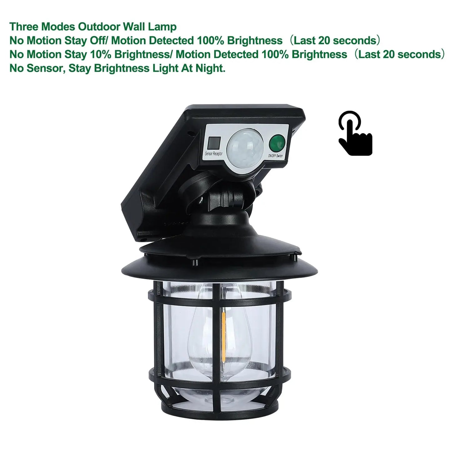 Retro Solar Outdoor Wall Lamp IP65 Waterproof Yard Decorative LED Light with Motion Sensor for Garden Street Patio Home Lighting