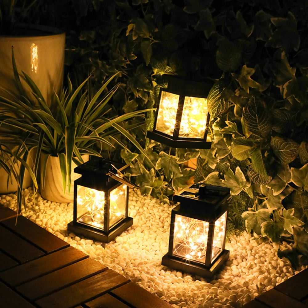 Solar Lights Outdoor LED String Light Waterproof Lantern Hanging Garden Outdoor Decorative Landscape Lights Garden Garage Patio