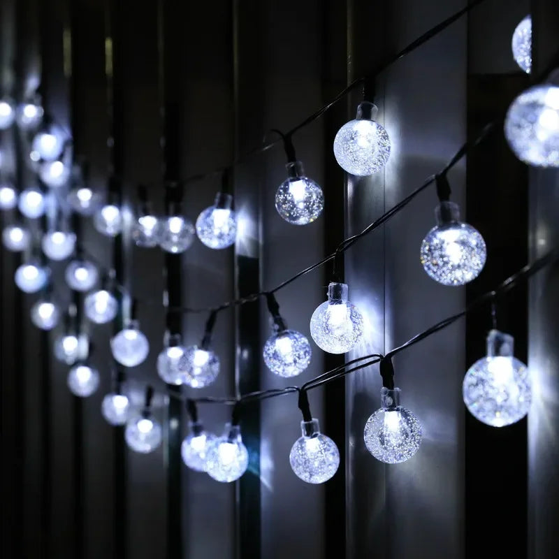 2025 New Solar Crystal Globe LED String Lights LED Solar Outdoor Light IP65 Fairy Light Christmas Garland for Garden Party