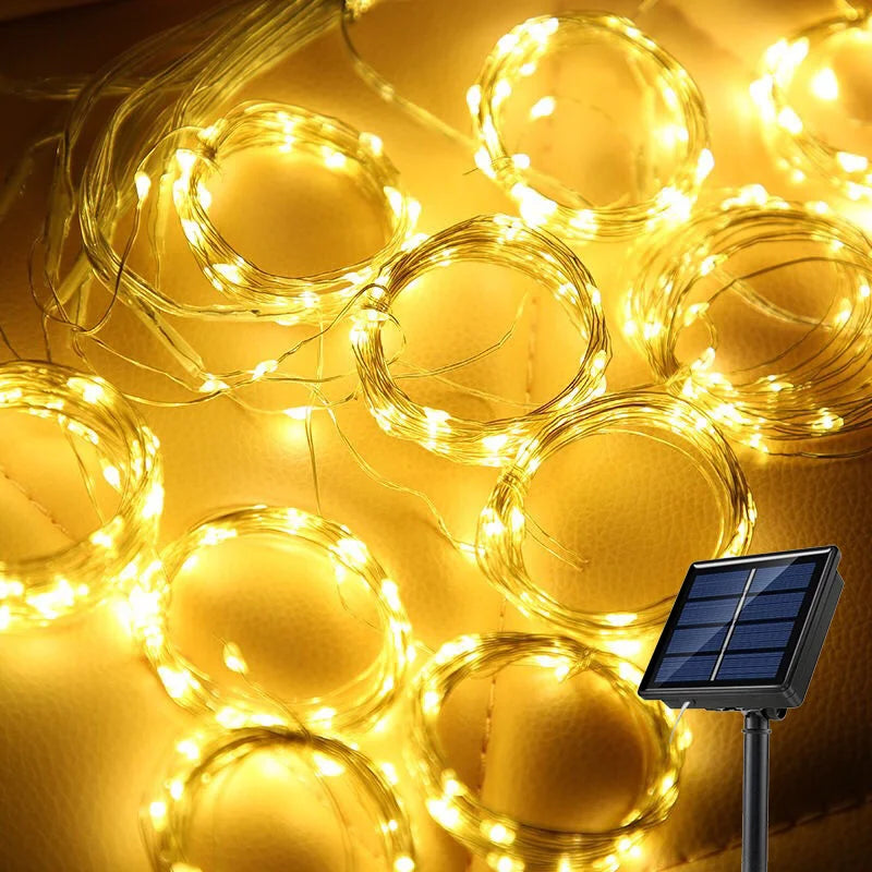 Solar LED Curtain Light Outdoor Garland Solar Fairy String Light Pavilion Garden Party Holiday Christmas