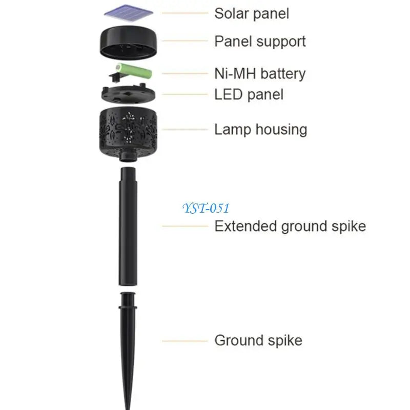 E15A 2 Pcs Solar Pathway Lamp Provide Clear Brightness Waterproof