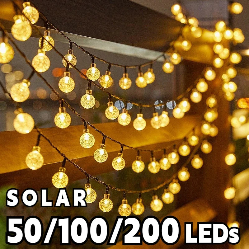2025 New Solar Crystal Globe LED String Lights LED Solar Outdoor Light IP65 Fairy Light Christmas Garland for Garden Party