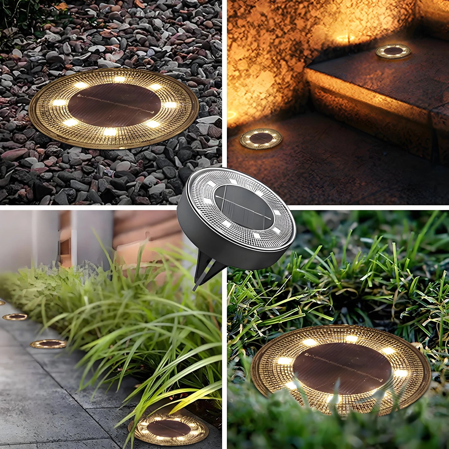 2 or 4 pcs Solar Ground Light, IP68 Waterproof LED with 10H Auto Lighting, Durable PP+PS for Pathway, Lawn, Patio & Driveway Decor
