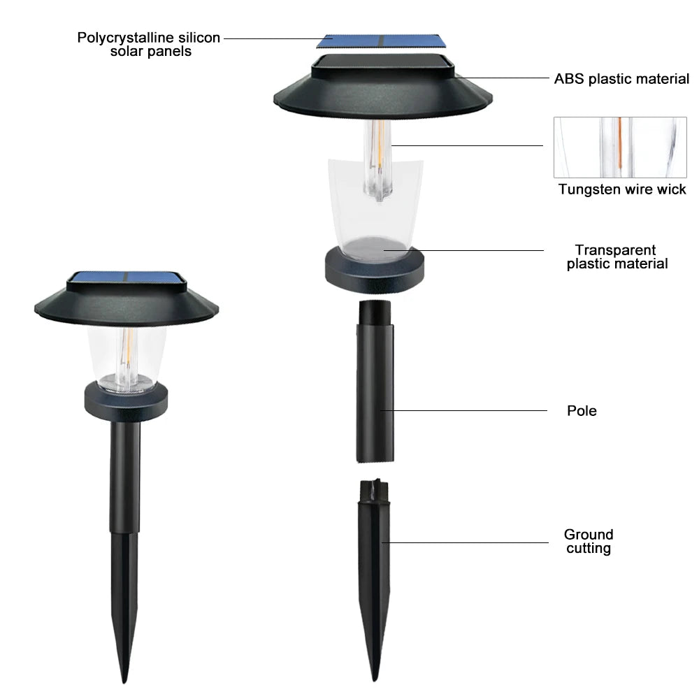 4PCs Solar Pathway Lights Outdoor Waterproof Garden Ornament Landscape