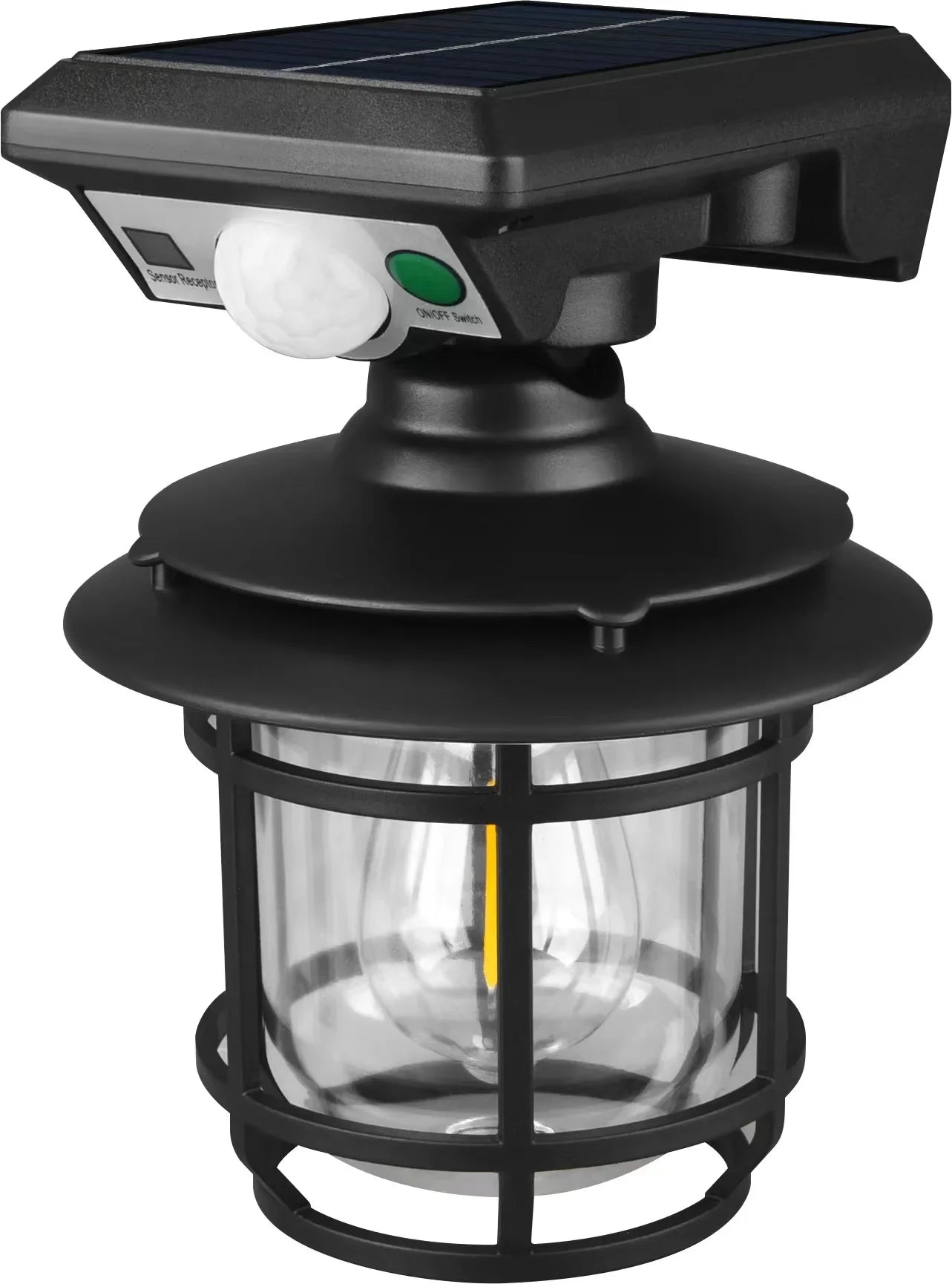 Retro Solar Outdoor Wall Lamp IP65 Waterproof Yard Decorative LED Light with Motion Sensor for Garden Street Patio Home Lighting