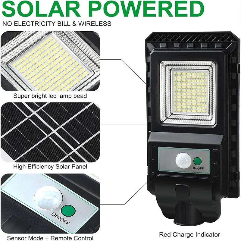 2 pecs Solar Street Light Super Bright Outdoor 156LED Wall Lamp Waterproof Motion Sensor Garage Garden Fence