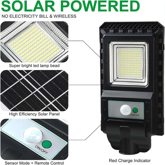 2 pecs Solar Street Light Super Bright Outdoor 156LED Wall Lamp Waterproof Motion Sensor Garage Garden Fence