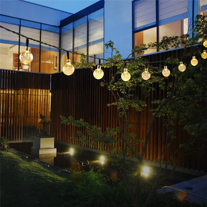 2025 New Solar Crystal Globe LED String Lights LED Solar Outdoor Light IP65 Fairy Light Christmas Garland for Garden Party