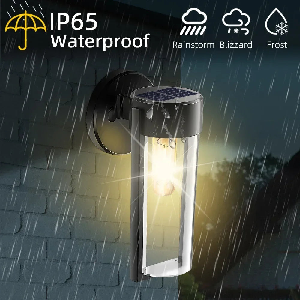 Solar Wall Lights LED Outdoor Waterproof  Hanging Tungsten Lamp Balcony Garden Corridor Porch Light Home Decoration Lighting